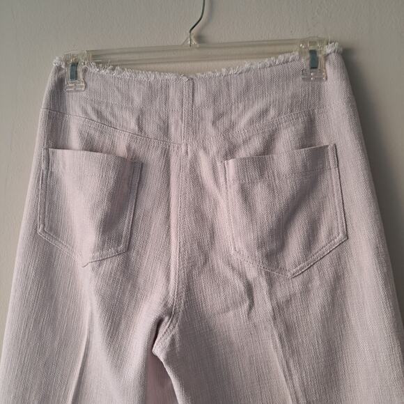 Rebecca Taylor Pink/ Mauve Frayed Waist and Hem, Wide Leg Pants - Size 6 - Picture 9 of 12